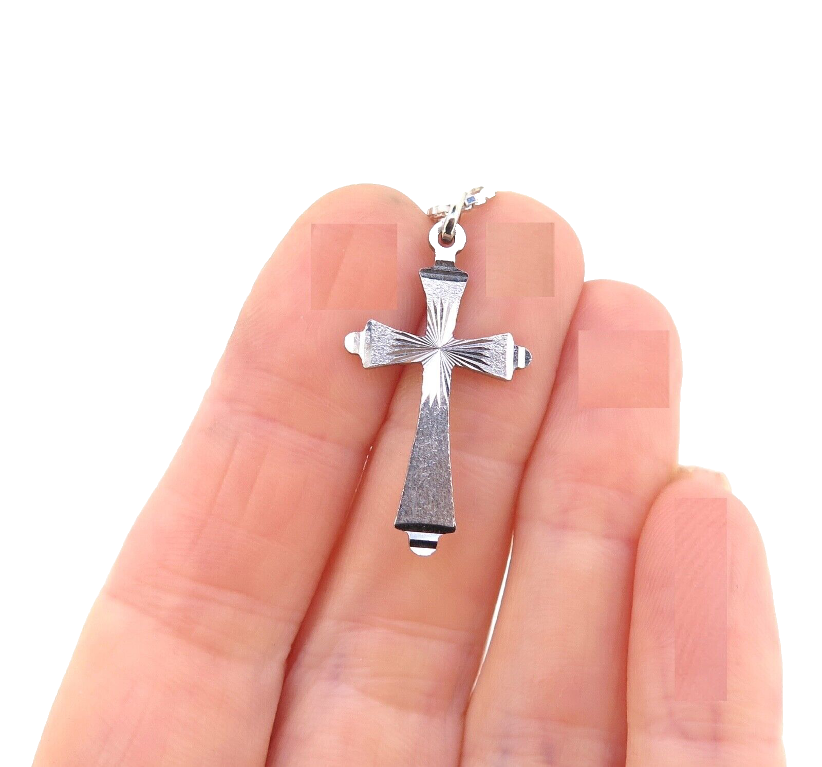 Stunning Vintage Milor 14ct White Gold Cross & Italian 925 Silver 