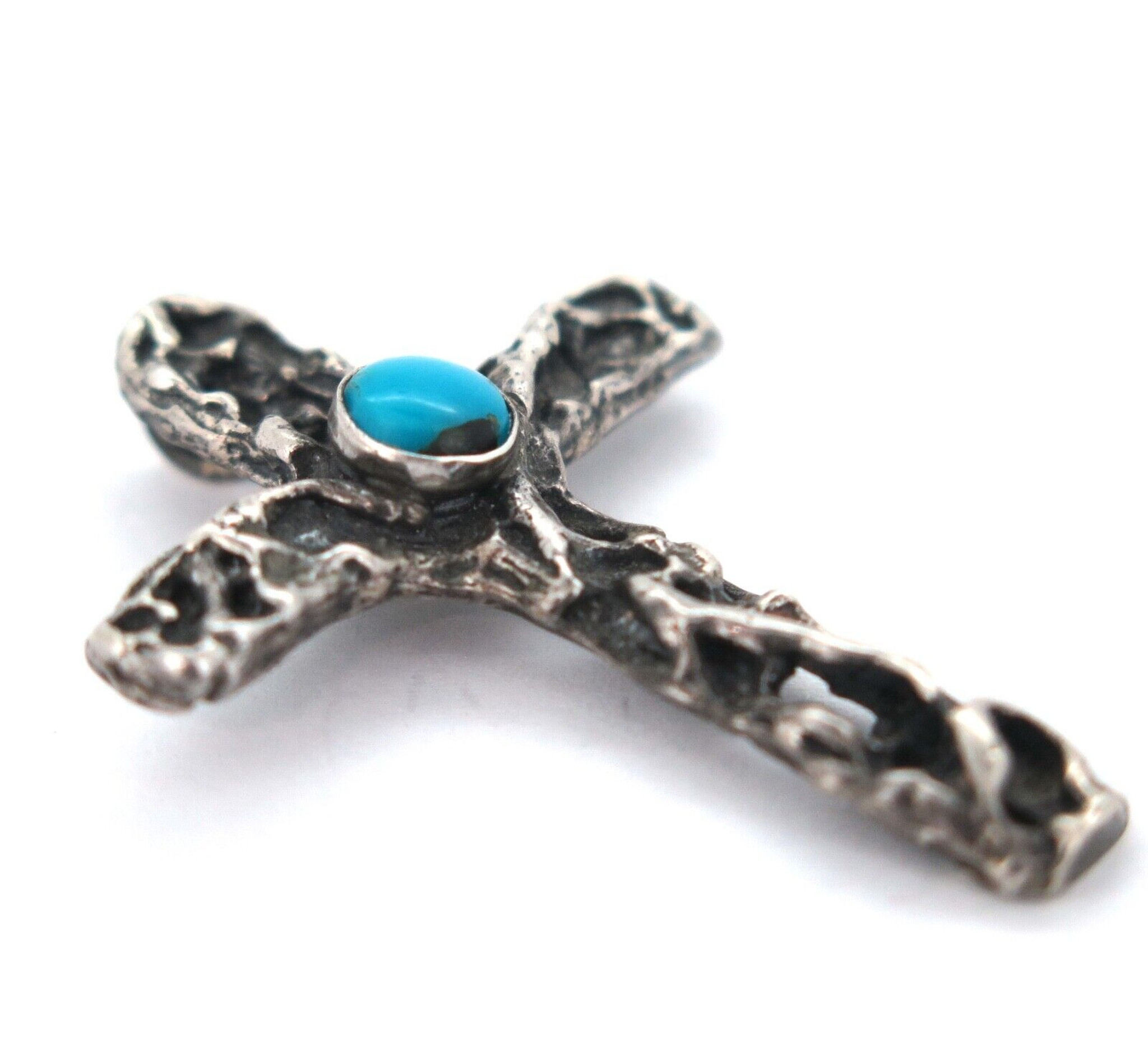 Navajo Sonoran Mountain Turquoise & Sterling Silver Cross Necklace Sig –  Nizhoni Traders LLC