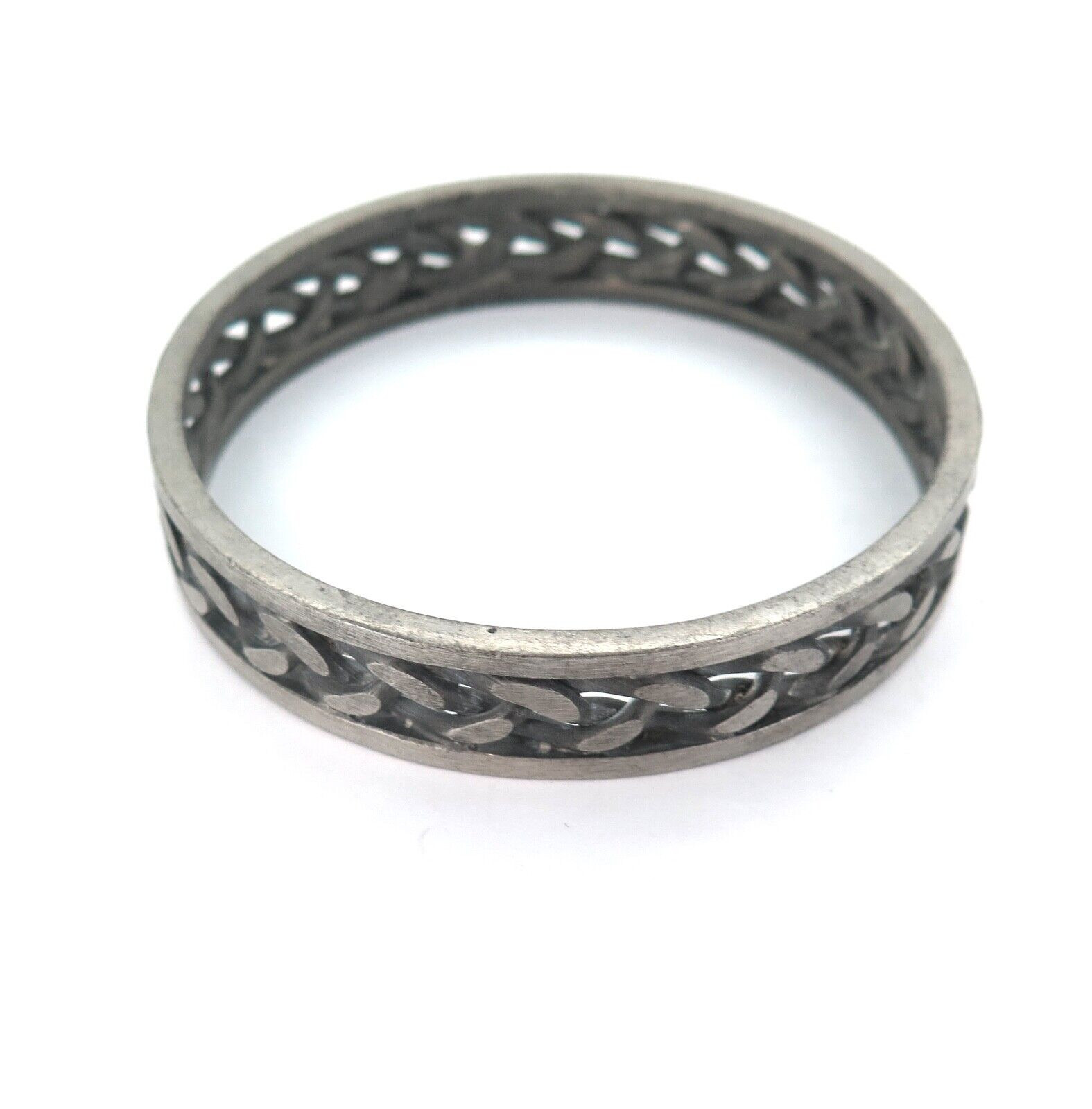 Vintage Jorgen Jensen Pewter #211 Curb Chain Bangle Bracelet Diam