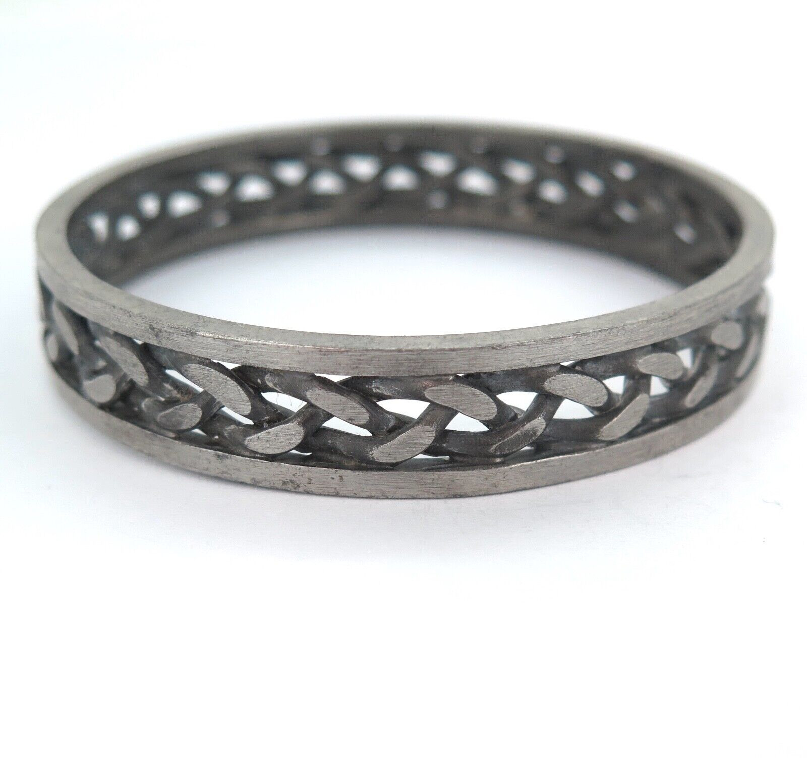 Vintage Jorgen Jensen Pewter #211 Curb Chain Bangle Bracelet Diam