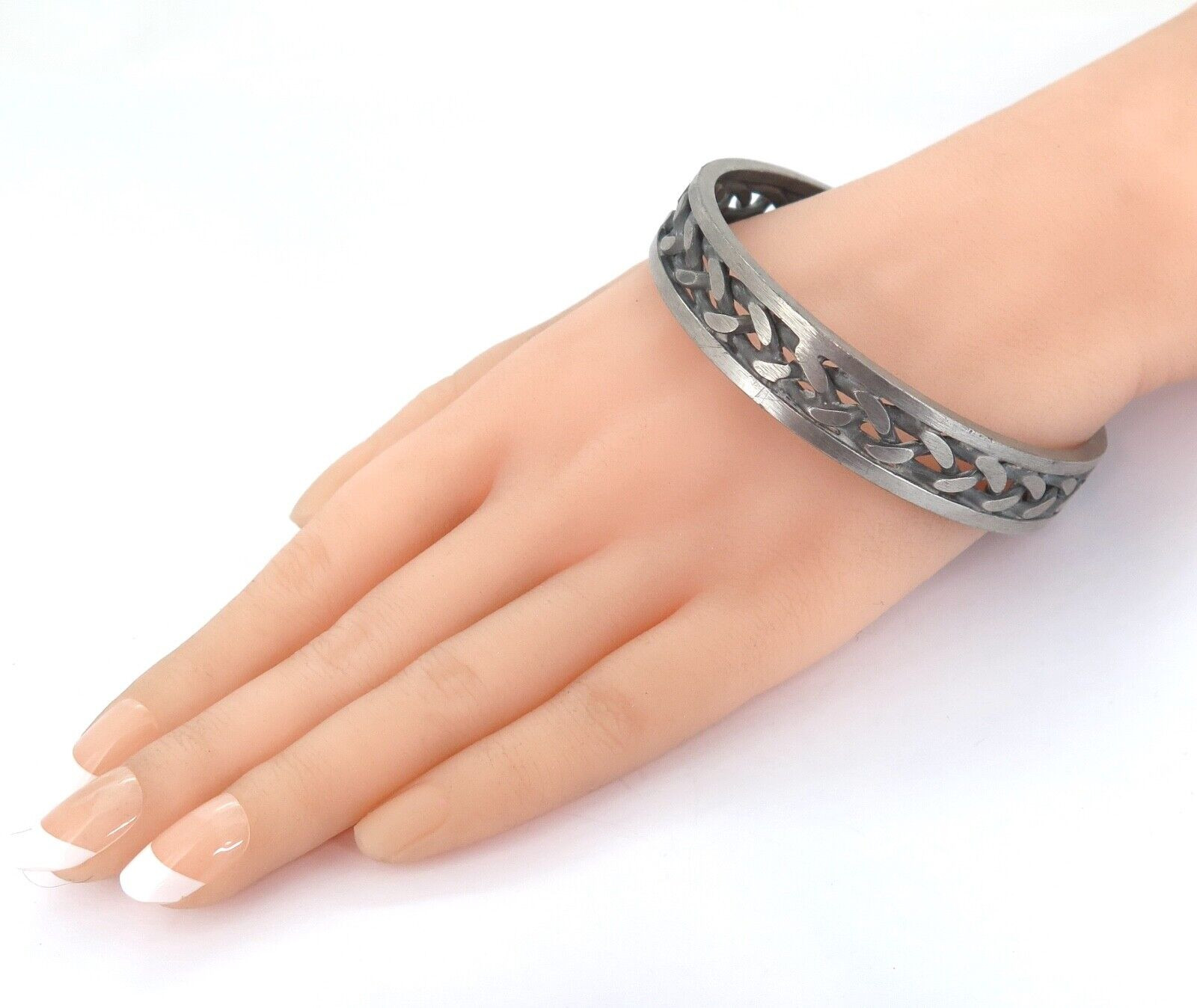 Vintage Jorgen Jensen Pewter #211 Curb Chain Bangle Bracelet Diam