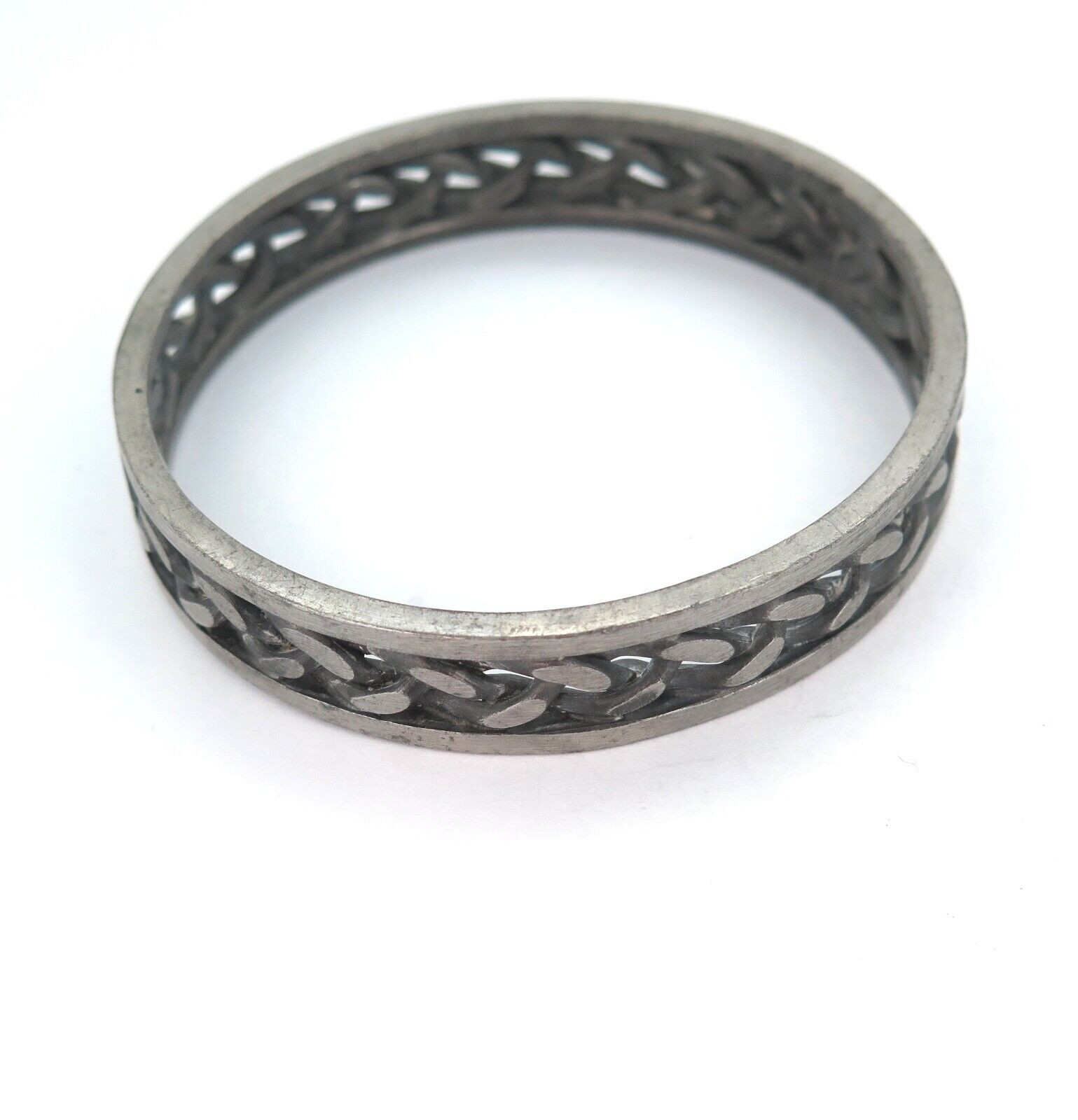 Vintage Jorgen Jensen Pewter #211 Curb Chain Bangle Bracelet Diam