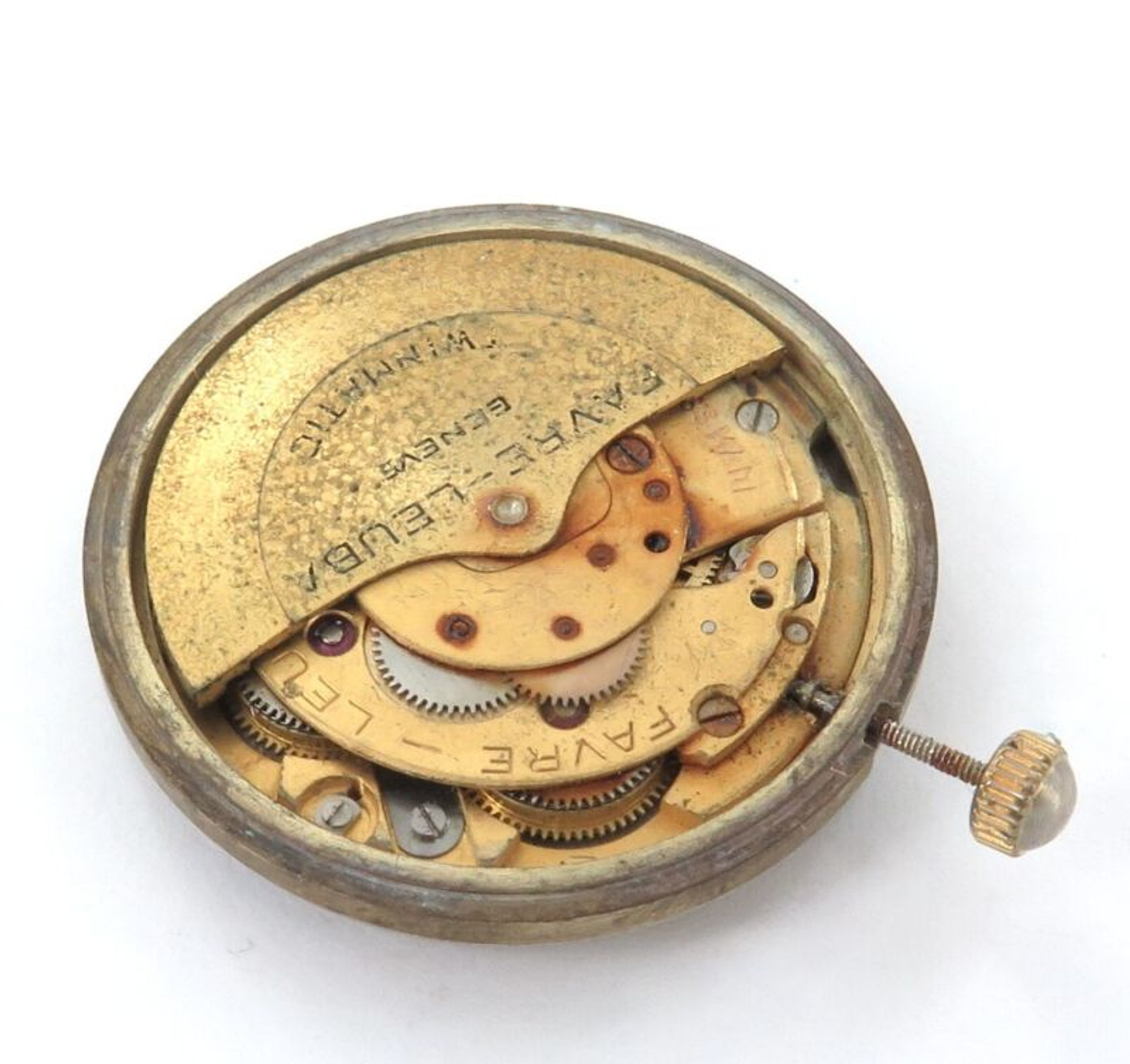 Vintage Favre Leuba Twinmatic Auto Date Mens Watch Movement Dial
