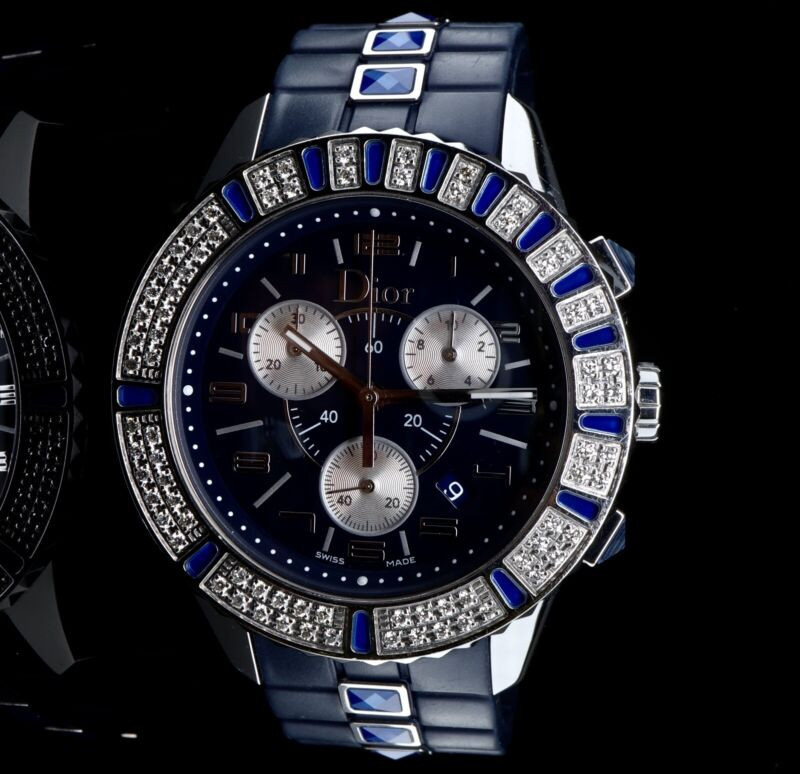 Christian Dior Christal Steel Diamonds Chronograph Quartz