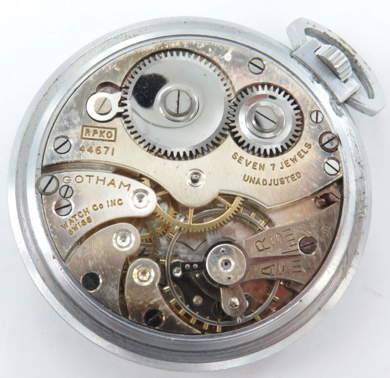 Good Dial Clean Movement Vintage Gotham 7J RPKO Mens Pocket