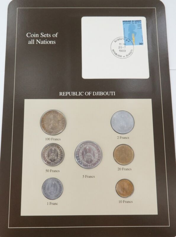 Coin Sets of All Nations 1977 - 86 Djibouti UNC Set + Info Card