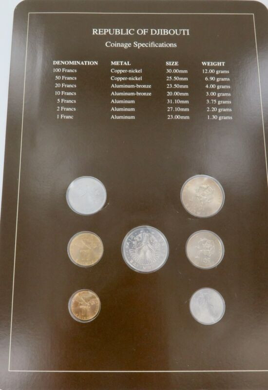 Coin Sets of All Nations 1977 - 86 Djibouti UNC Set + Info Card
