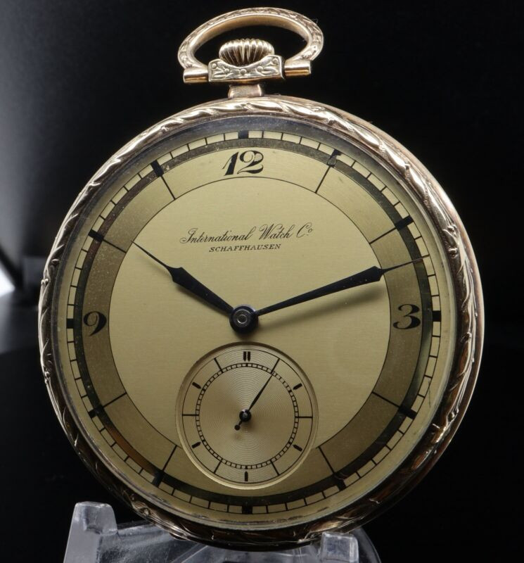 Vintage IWC Schaffhausen 14K Gold Pocket Watch cal 97 Serviced