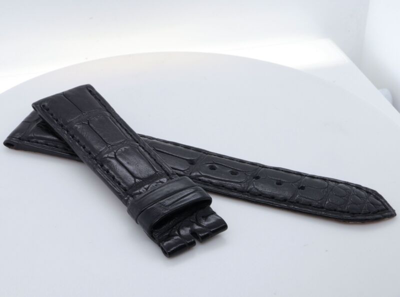 Auth. Patek Philippe Black Leather Strap 20mm x 18mm. - Harrington