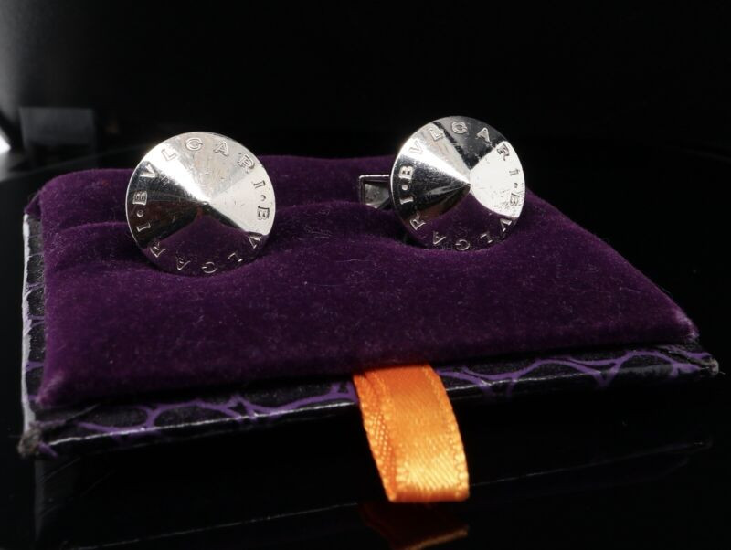 Auth. Bvlgari Mens SV925 Silver Cufflinks - Harrington & Co.