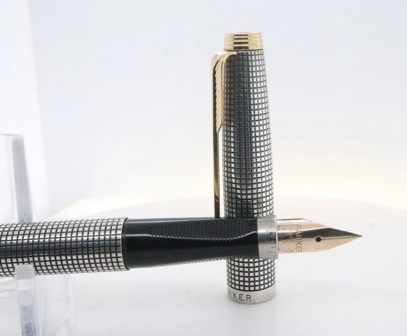 Parker 75 14K Gold Nib XF USA Cisele Sterling Silver Fountain Pen 