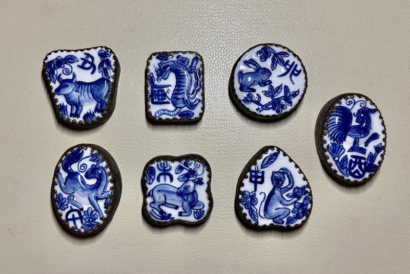 Vintage Chinese Zodiac Shard Box Collection with mirror 7/12 - Harrington &  Co.