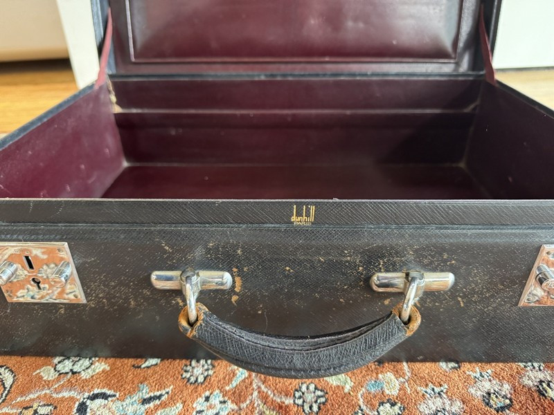 A Gentleman's Vintage Alfred Dunhill Black Leather Hard Case