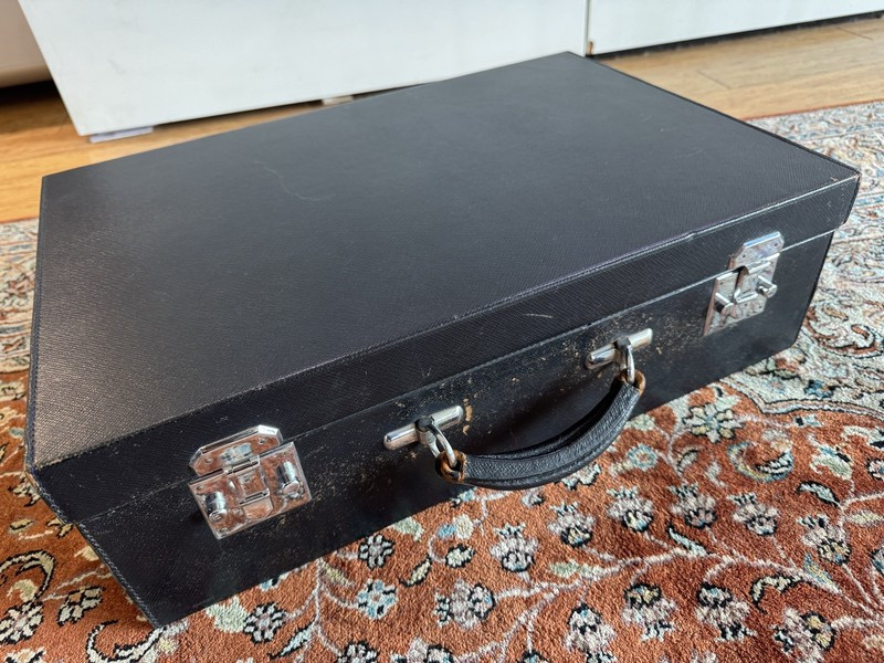 A Gentleman's Vintage Alfred Dunhill Black Leather Hard Case