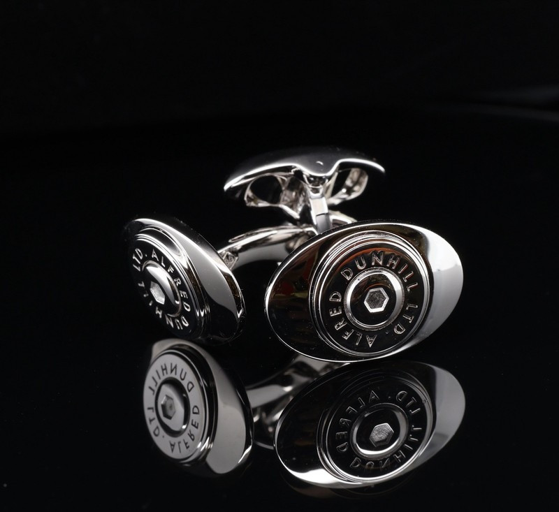 Vintage Alfred Dunhill Silver Tone Iconic Oval Cufflinks