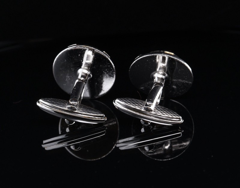 Vintage Alfred Dunhill Silver Tone Iconic Round Cufflinks
