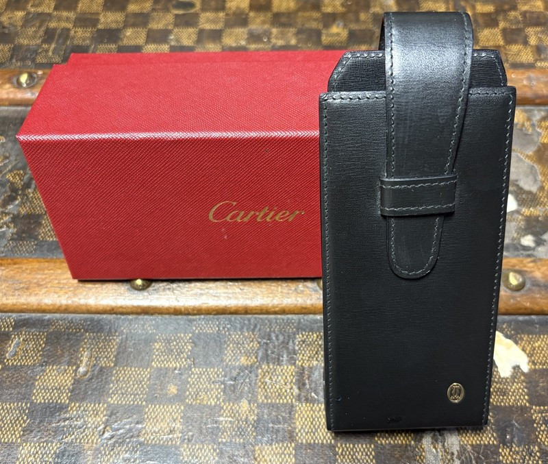 Vintage Cartier Etui Black Leather Sunglasses Case + Box
