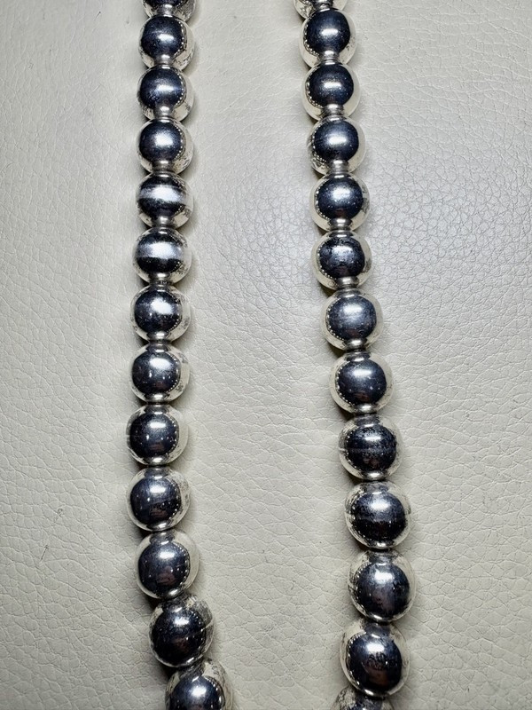 Large Taxco Beaded .925 Sterling Silver 48cm Ball Necklace