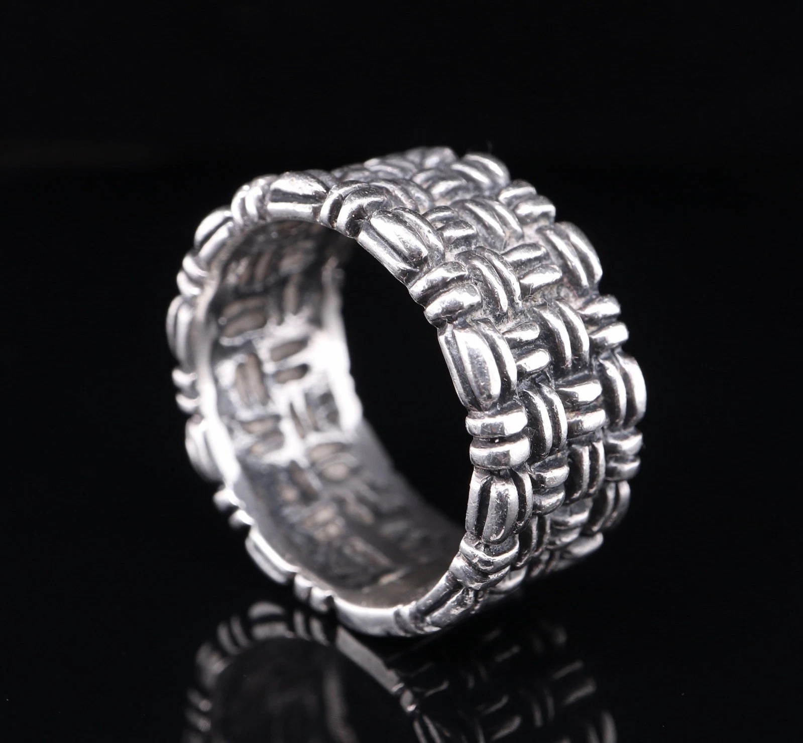 Vintage Sterling Silver Weave Braided 'N 1/2' Pinky Ring