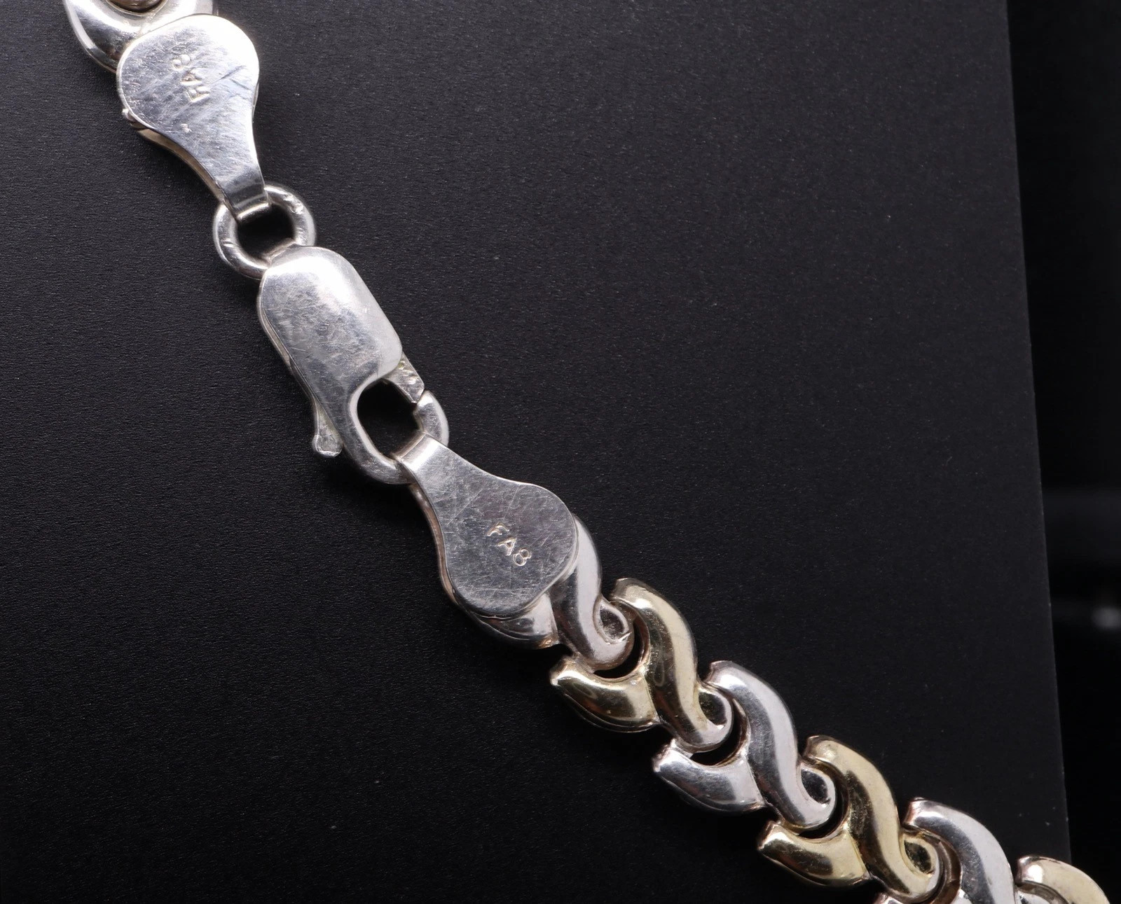 Vintage Italian Sterling Silver & Gold Plated Link 17.5cm Chain