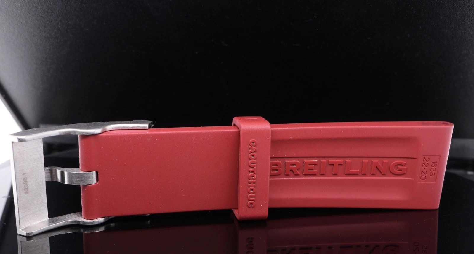 Auth. BREITLING OEM 22mm Diver Pro Red Rubber Band, OEM Buckle