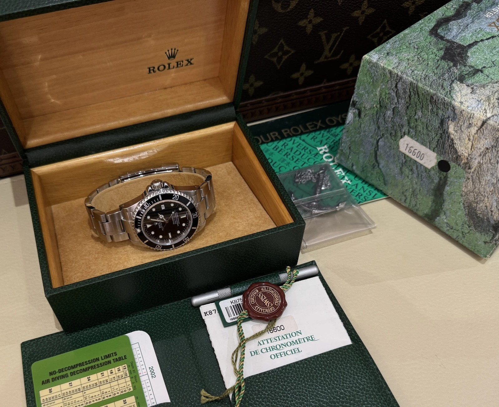Auth 2002 Rolex Sea-Dweller Steel Men's Watch Ref 16600 K serial