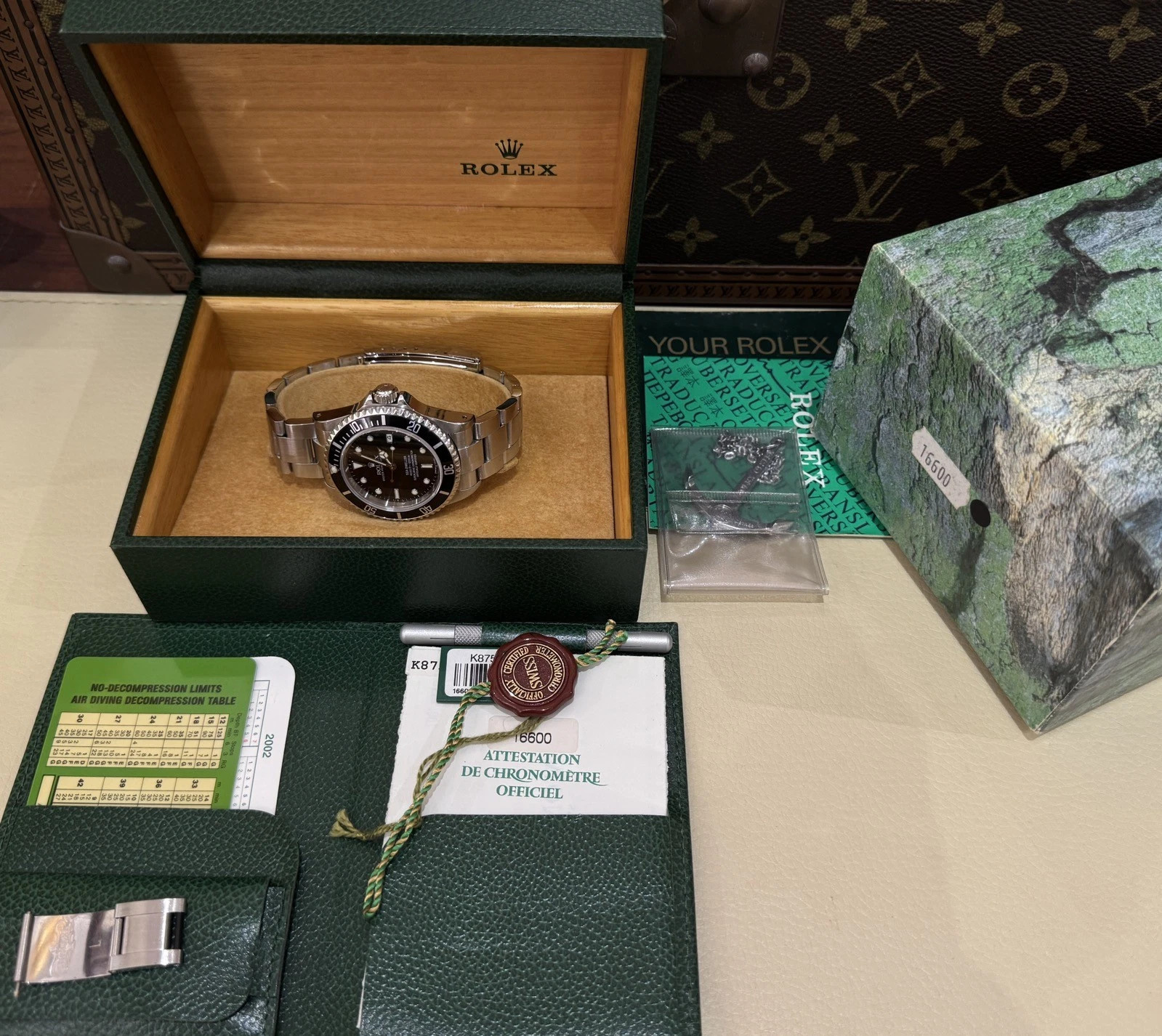 Auth 2002 Rolex Sea-Dweller Steel Men's Watch Ref 16600 K serial