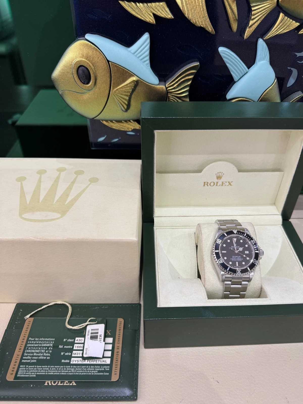 Auth 2008 Rolex Sea-Dweller Steel Watch Ref 16600 M serial Box