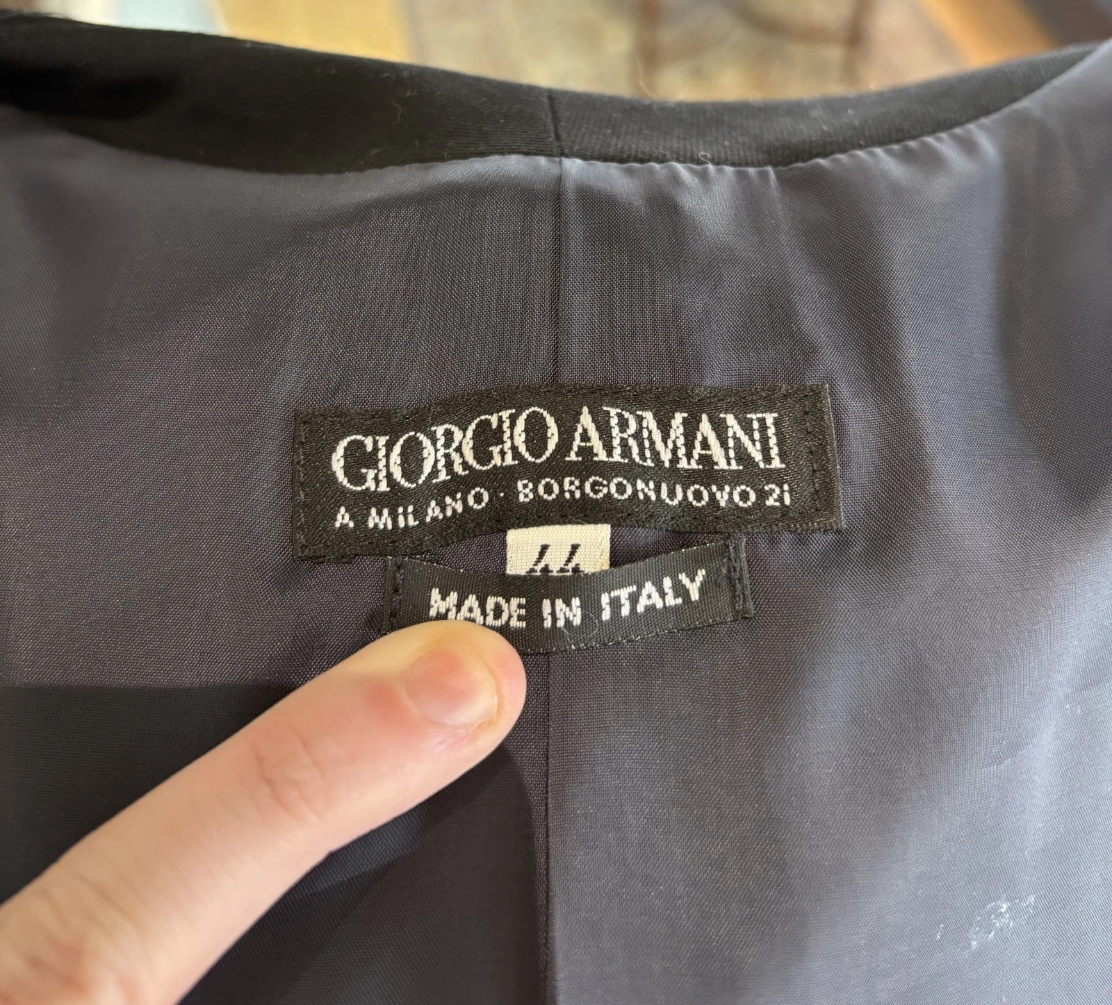 Vintage Giorgio Armani Black Full Blazer, Trouser & Vest Set Size