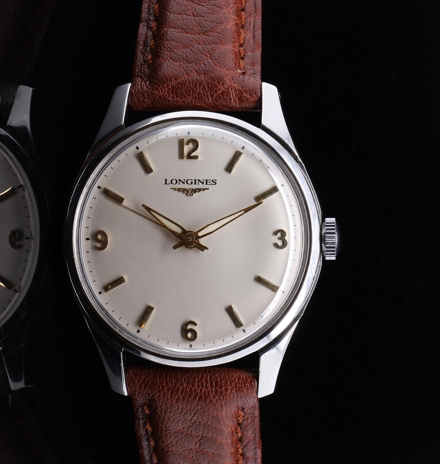 Vintage 1954 Longines Steel Screw Back Manual Wind Cal 12.68ZS 