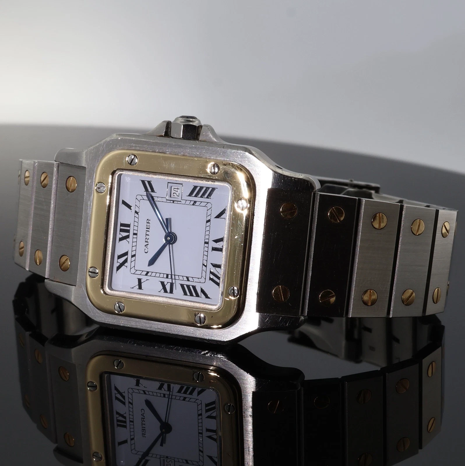 Vintage 80s-90s Cartier Santos Automatic 29mm 18k Gold & Steel