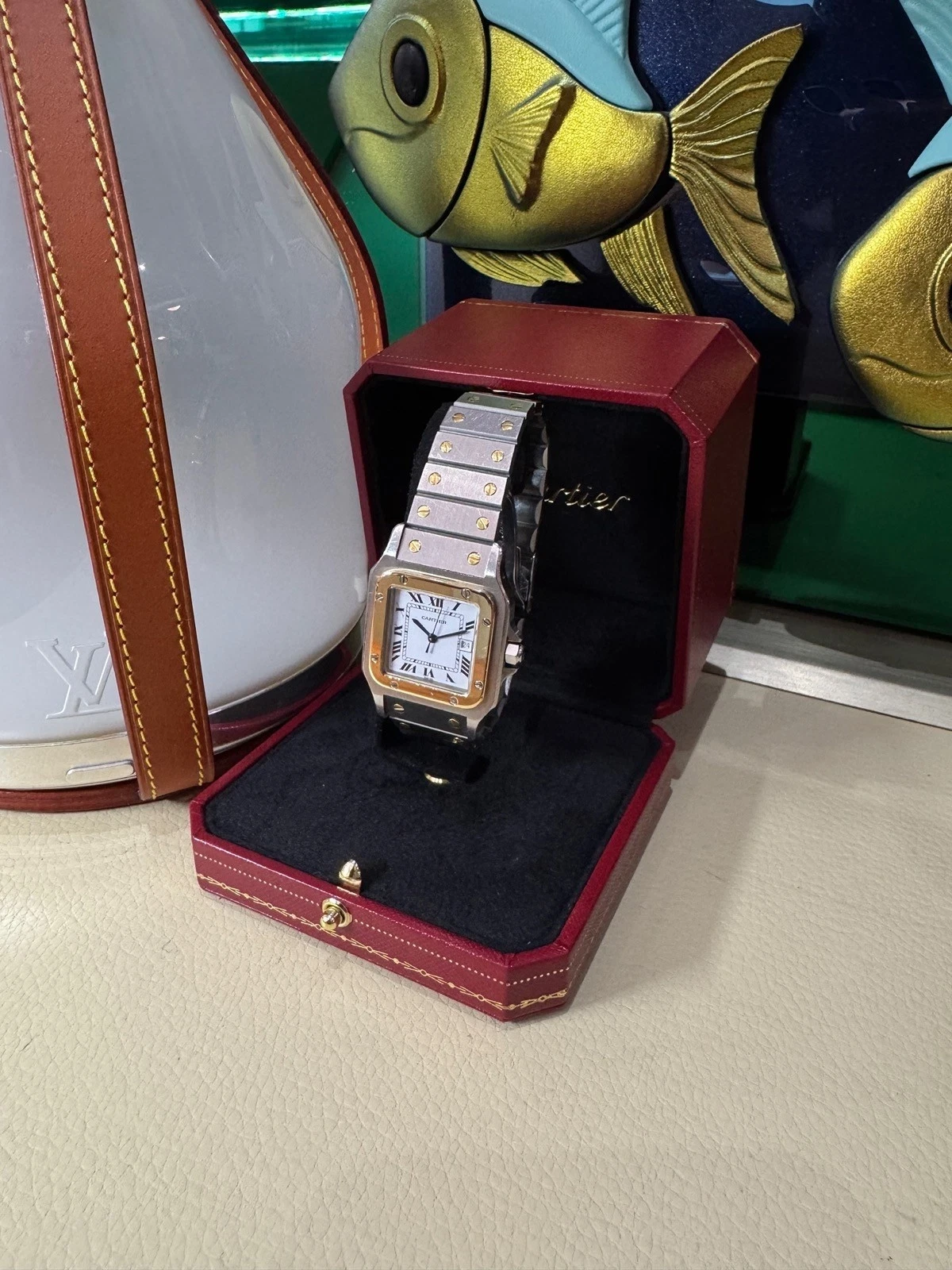 Vintage 80s-90s Cartier Santos Automatic 29mm 18k Gold & Steel