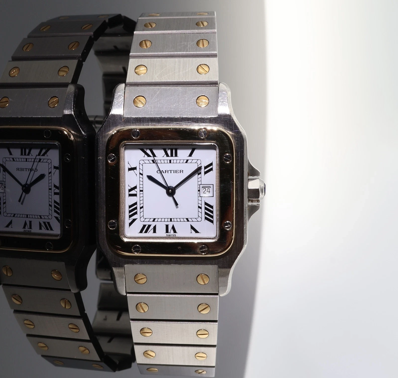 Vintage 80s-90s Cartier Santos Automatic 29mm 18k Gold & Steel