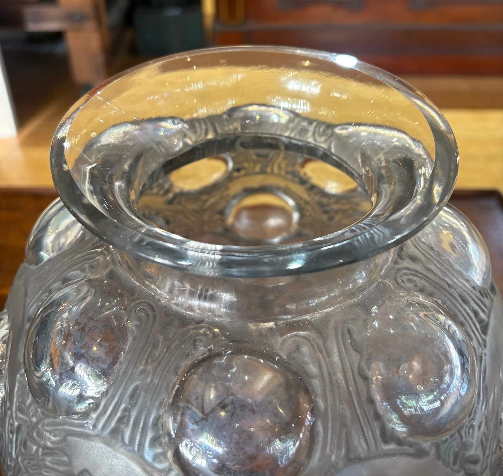 René Lalique Antilopes Vase No.875 Grey Patina c1925 Signed R