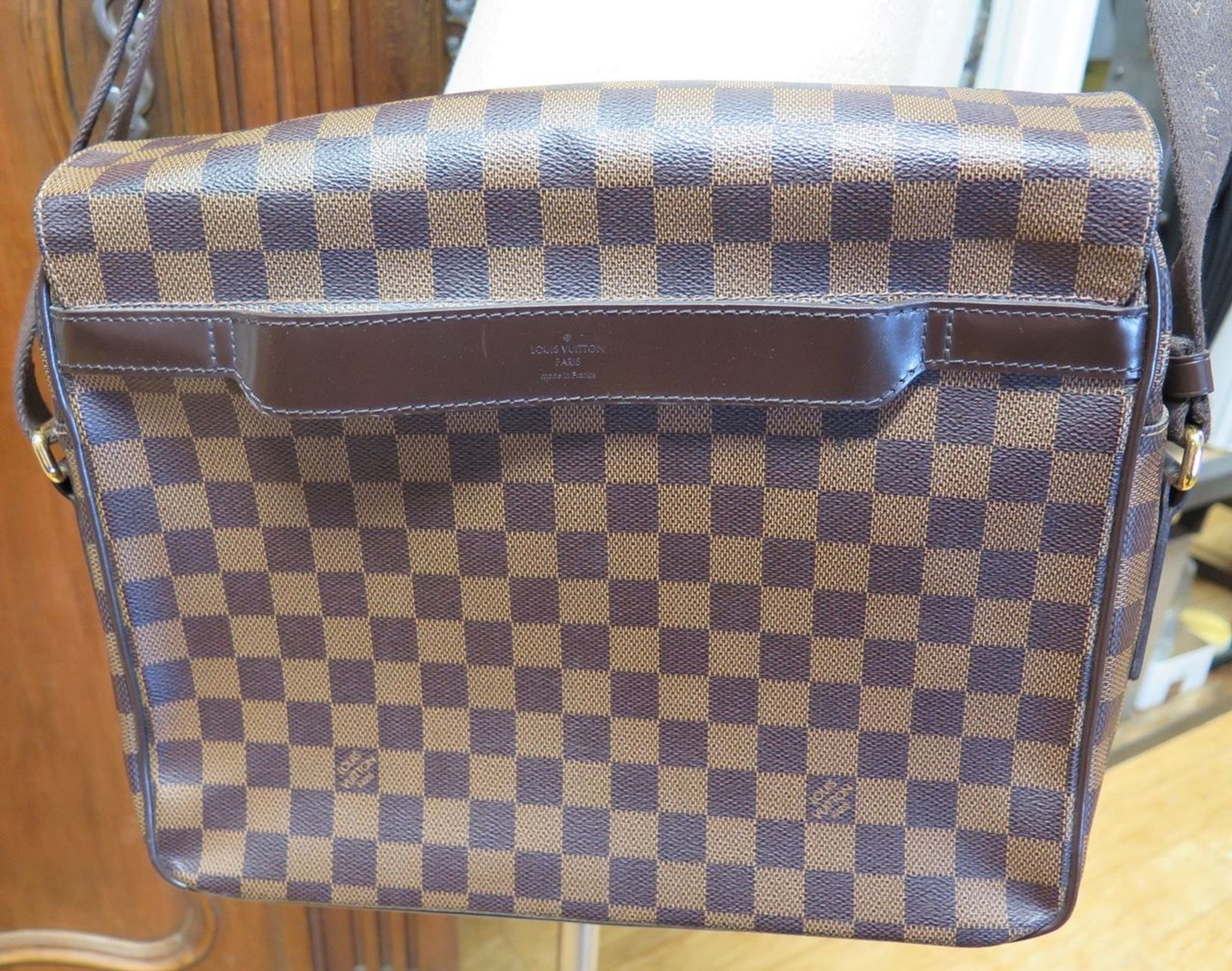 Louis Vuitton Damier Ebene Canvas Leather Shelton MM Crossbody bag