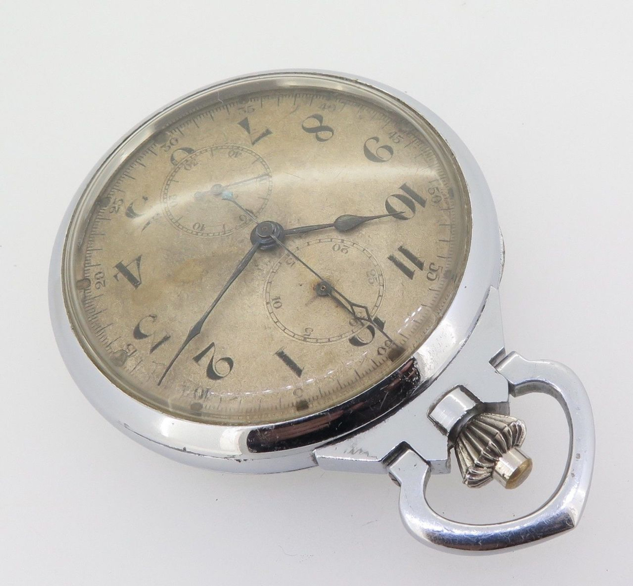 Rare 1940s Seiko Seikosha Naval Chronograph Pocket Watch Nice Patina &  Serviced