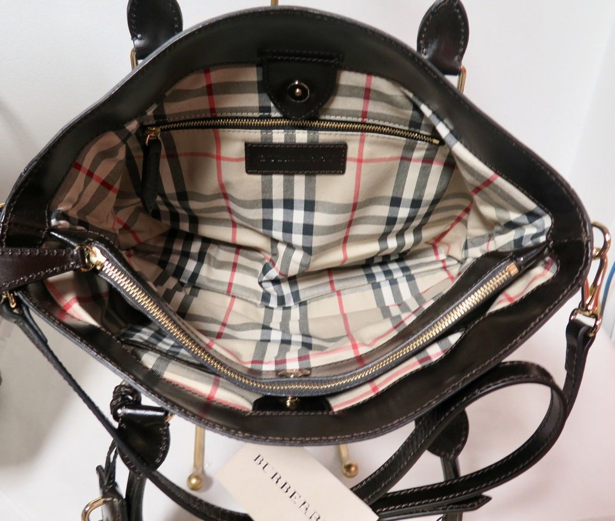 Medium grainy leather and clearance house check tote bag burberry