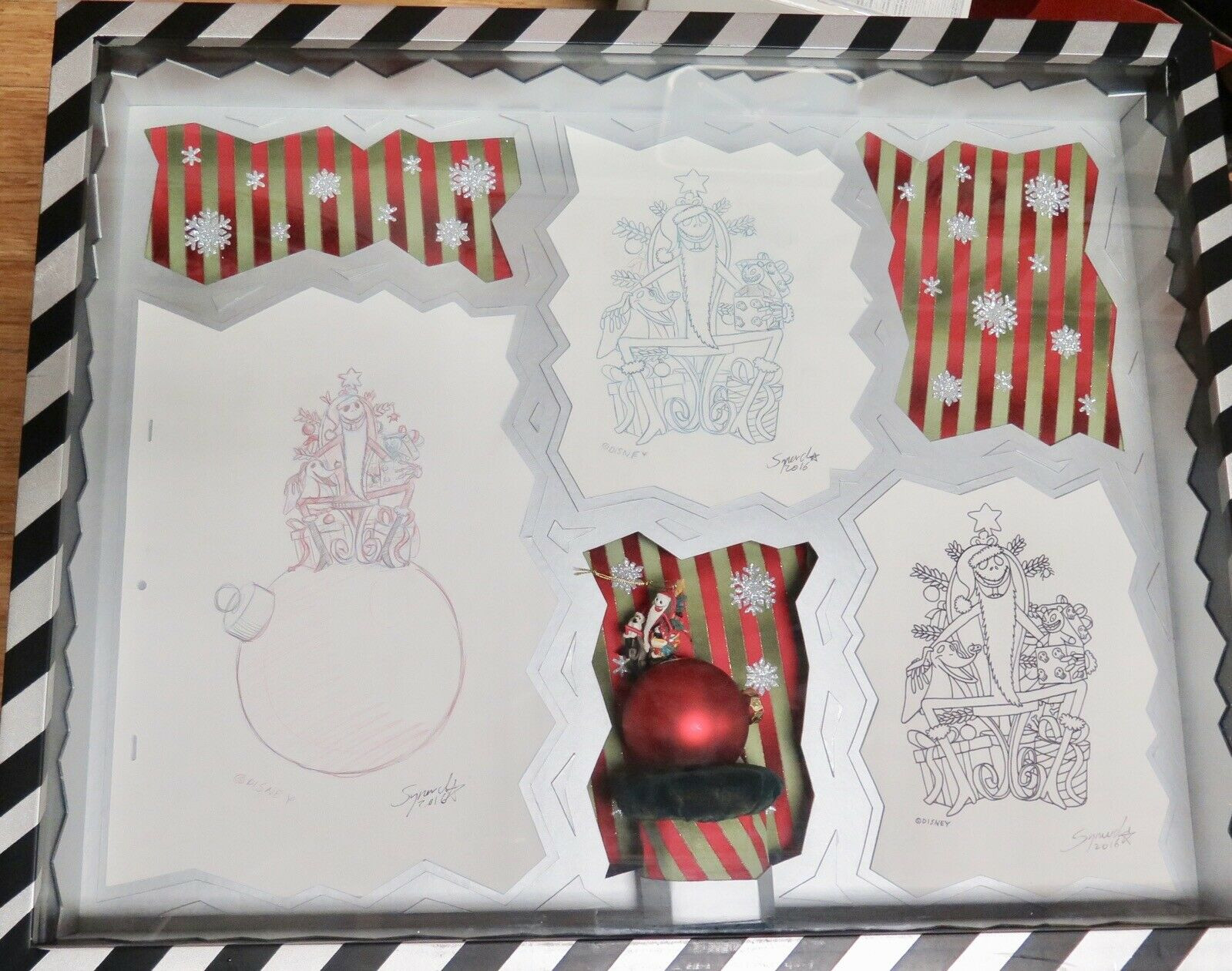 Signed Disney Nightmare Before Christmas Three Sketch Framed