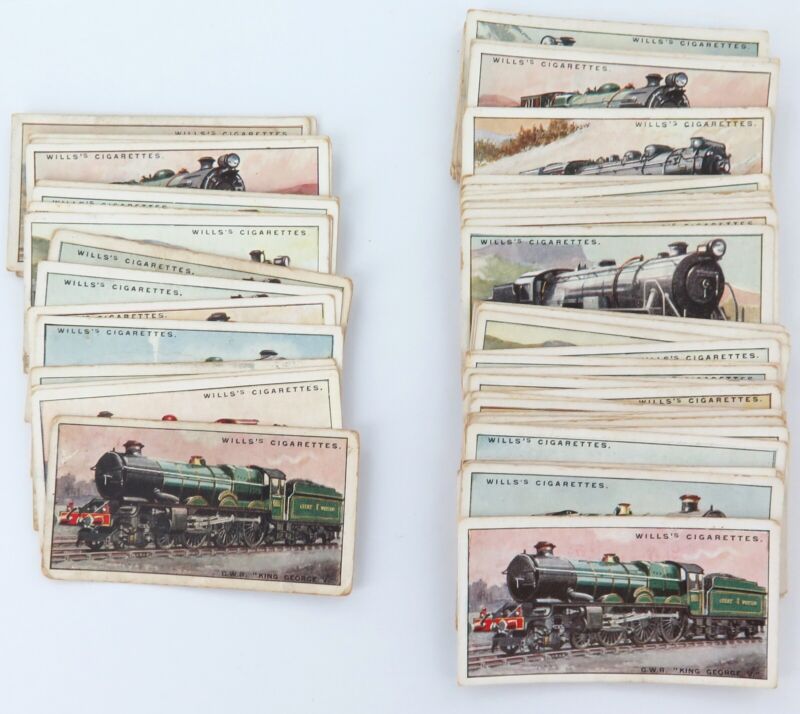 wills cigarette cards railway engines 1930 Wills Cigarettes Cards “Railway Locomotives” Part Set 46/50 + Repeats.