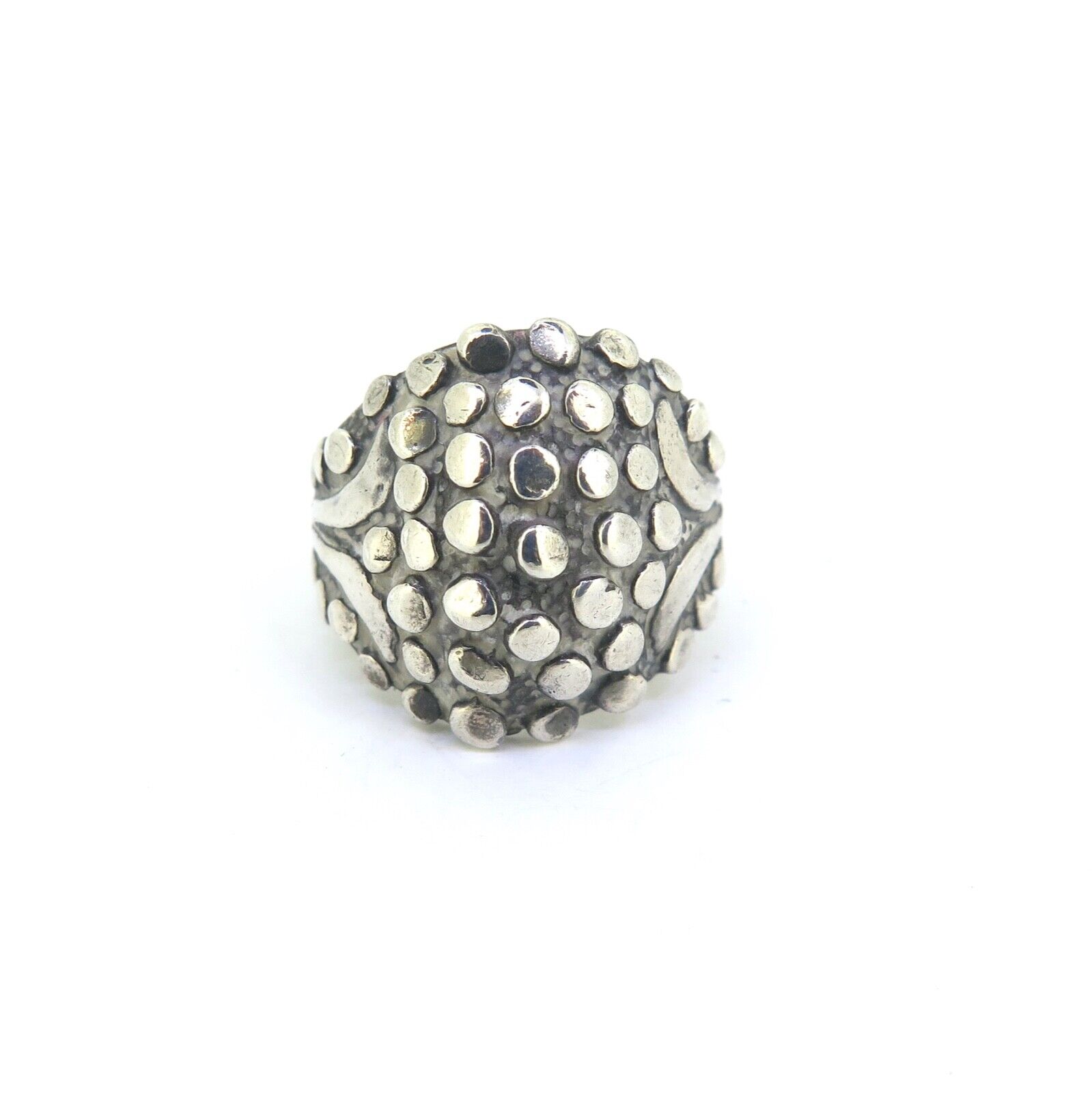 Vintage Mexico Taxco Sterling Silver Domed Ring Textured Design