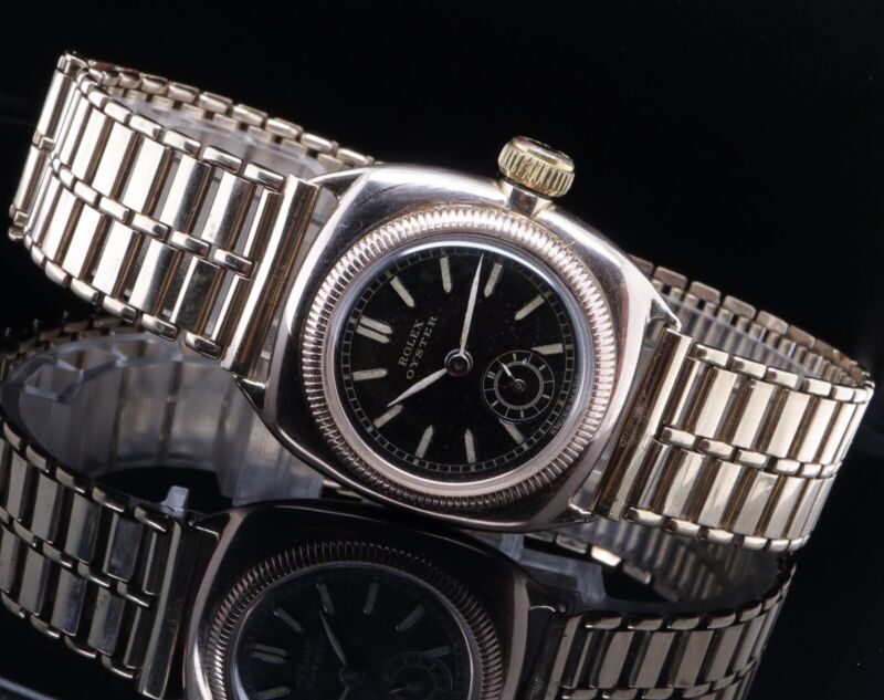 Vintage Rolex Cushion Oyster 9ct Rose Gold Ladies Wrist Watch 9ct