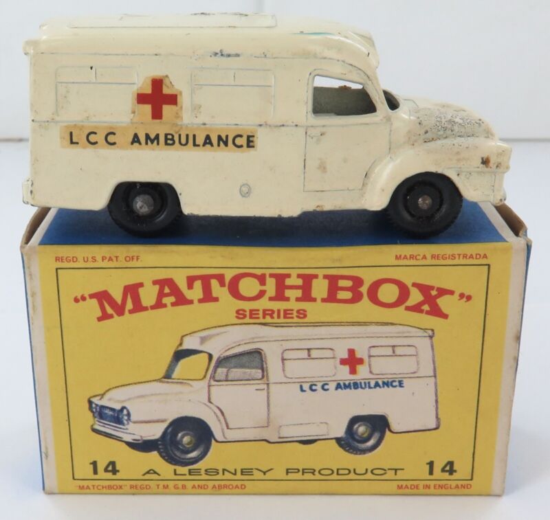 Vintage Lesney Matchbox Lomas Ambulance No 14 + Box. - Harrington