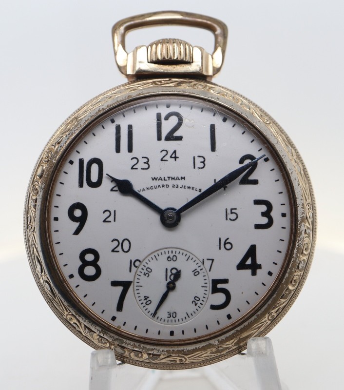 Antique 1940 Waltham No. 1623 Vanguard R/P 24hr Dial 51mm 23J O/F