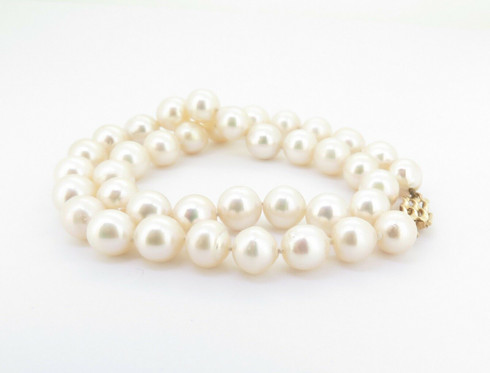 Vintage 8.5-9.0mm Cultured Pearl With 14K Gold Clasp 41cm Necklace Val ...