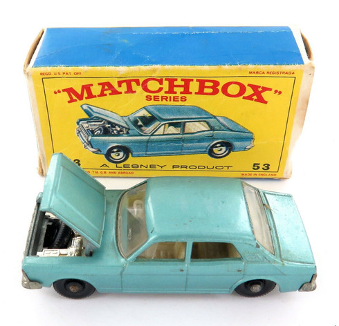 VINTAGE LESNEY SERIES No 53 FORD ZODIAC MK IV DIECAST + ORIGINAL BOX.