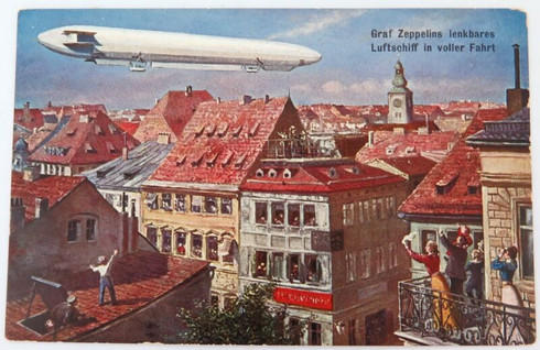 Early 1900s German Zeppelin Over City Unused Postcard. #1 - Harrington ...