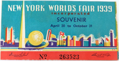 1939 New York Worlds Fair Souvenir Ticket. - Harrington & Co.