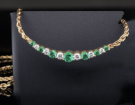 Vintage 18k Yellow Gold Emerald & 0.60ct G Vs Diamond 45cm Necklace Val $9975