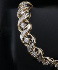 Impressive 4.04ct H Si Diamond Set 14K Gold Bracelet 18cm Val$17635