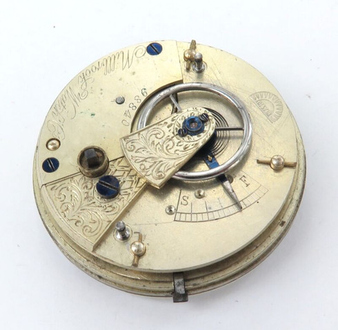 Late 1800s Millbrook Watch Co Key Wind Pocket Watch Movement & Dial ...